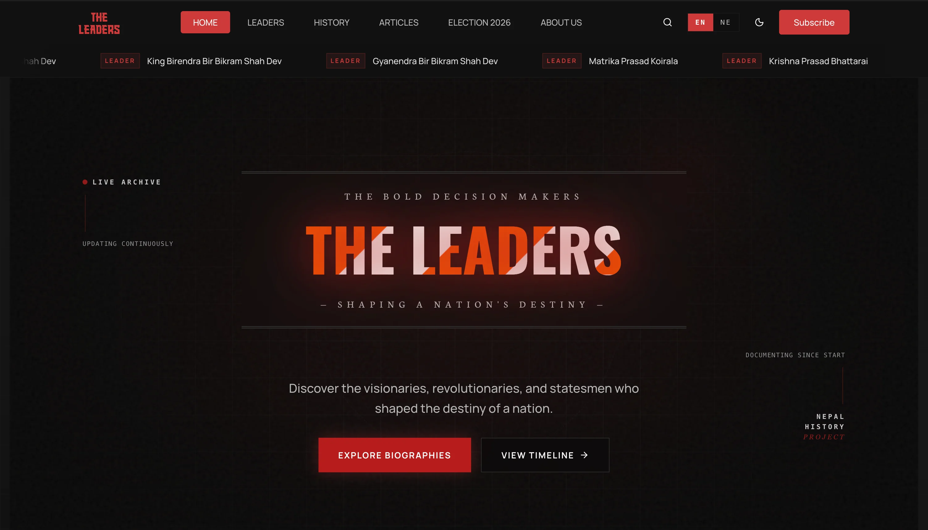 The Leaders NP publishing platform interface.